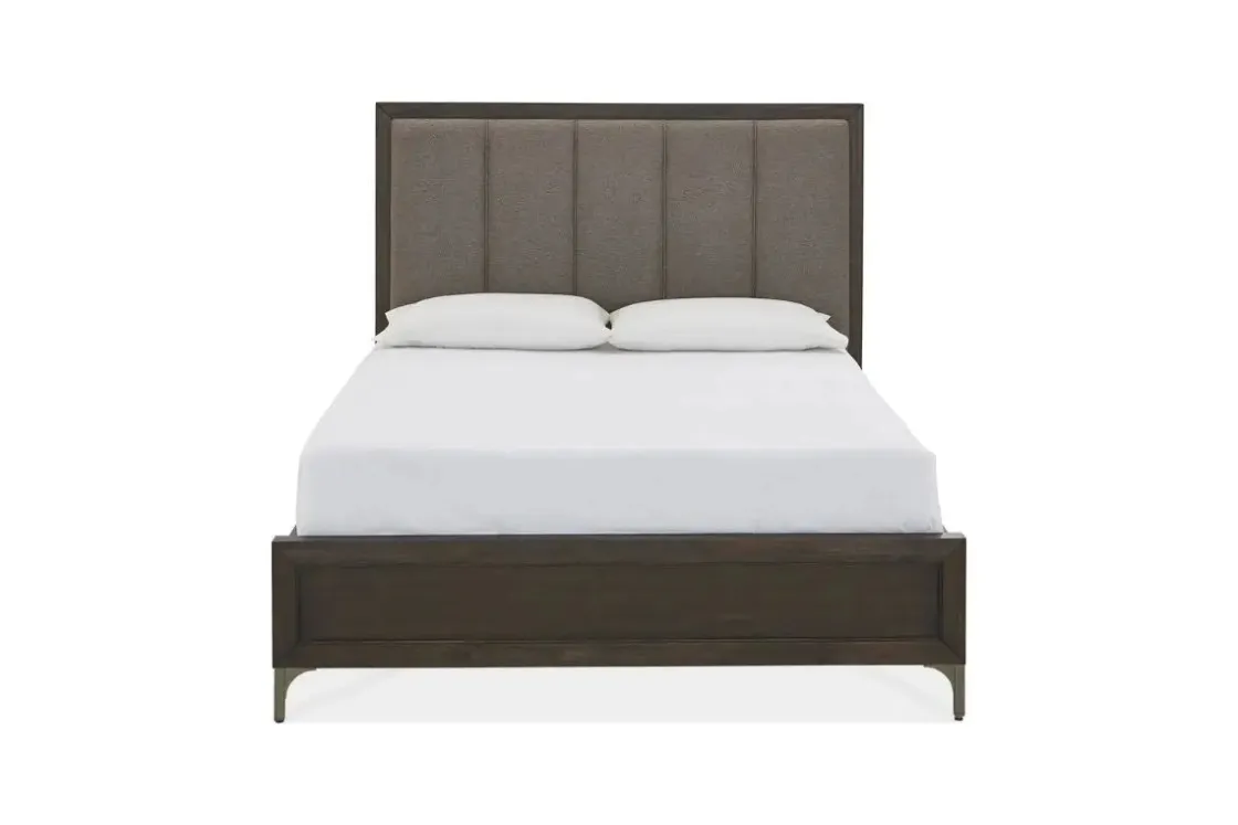 Mor Furniture Lucerne Upholstered Panel Bed In Vintage Coffee, Queen