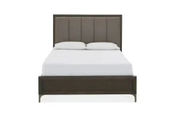 Mor Furniture Lucerne Upholstered Panel Bed In Vintage Coffee, Queen