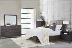 Mor Furniture Lucerne Upholstered Panel Bed In Vintage Coffee, Queen