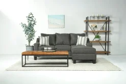 Mor Furniture Lucy Reversible Sofa Chaise In Splash Charcoal