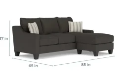 Mor Furniture Lucy Reversible Sofa Chaise In Splash Charcoal