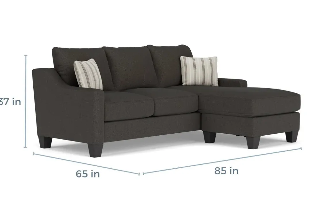 Mor Furniture Lucy Reversible Sofa Chaise In Splash Charcoal
