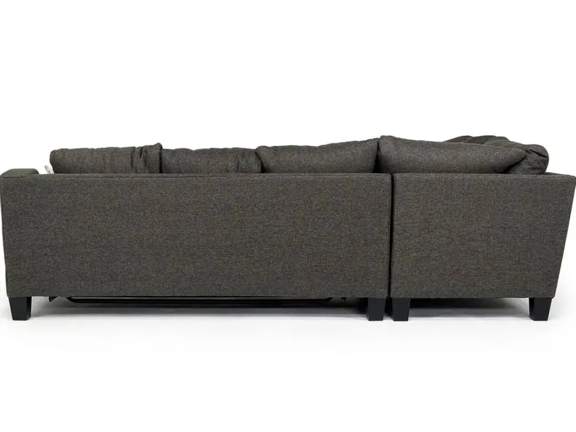 Mor Furniture Lucy Tux Queen Sleeper Sectional W/ Mattress In Splash Charcoal, Left Facing