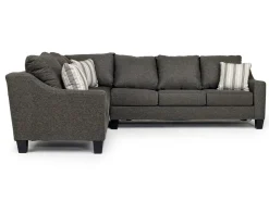 Mor Furniture Lucy Tux Queen Sleeper Sectional W/ Mattress In Splash Charcoal, Left Facing