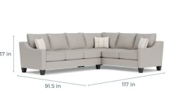 Mor Furniture Lucy Tux Queen Sleeper Sectional In Splash Linen, Right Facing