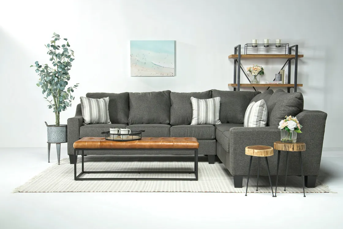 Mor Furniture Lucy Tux Queen Sleeper Sectional In Splash Linen, Right Facing