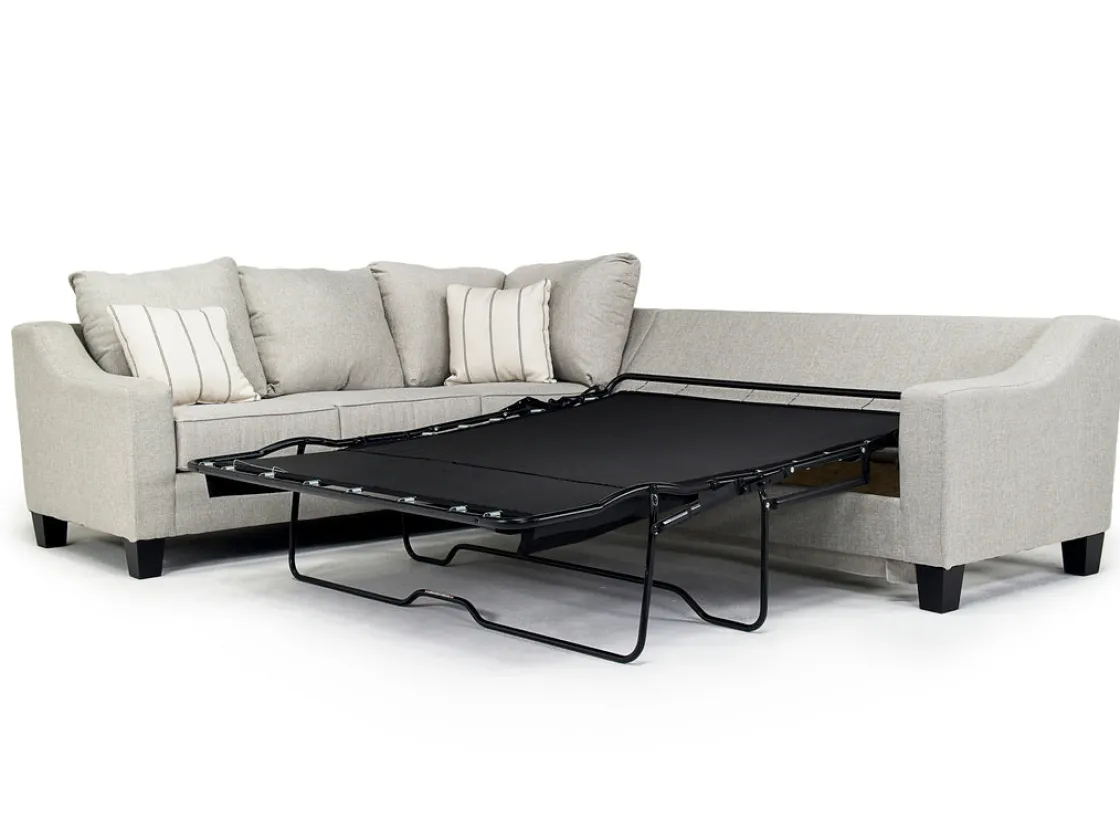 Mor Furniture Lucy Tux Queen Sleeper Sectional In Splash Linen, Right Facing