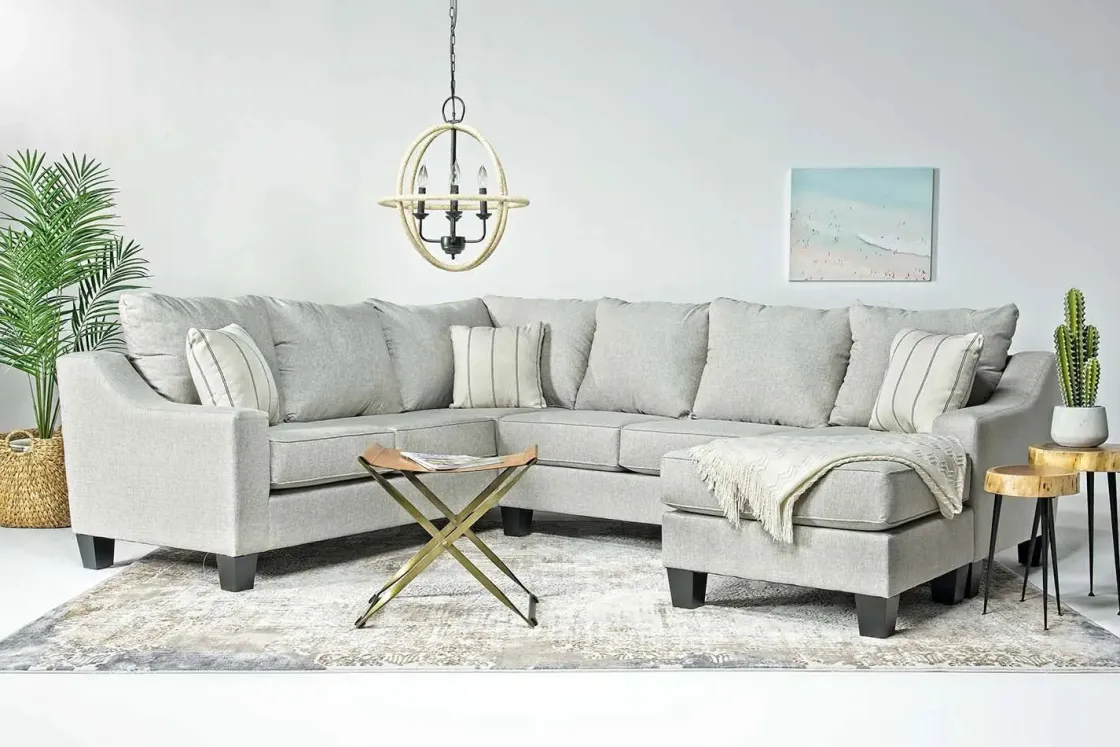 Mor Furniture Lucy Tux Sofa Chaise Sectional In Splash Linen, Right Facing