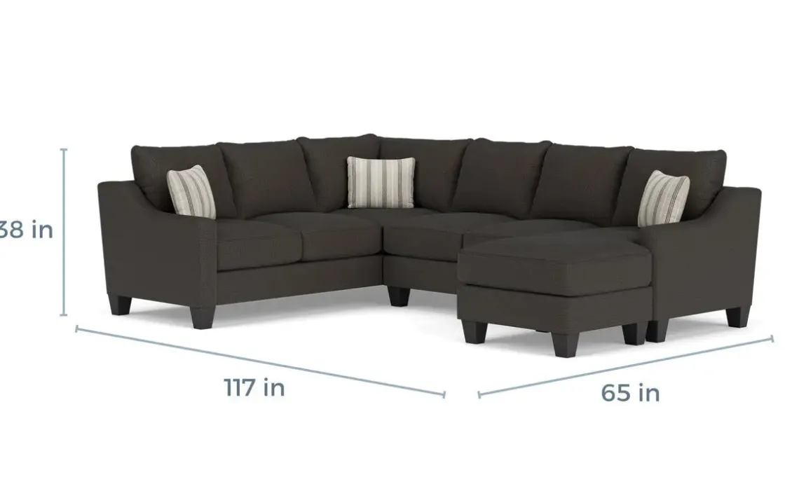 Mor Furniture Lucy Tux Sofa Chaise Sectional In Splash Linen, Right Facing
