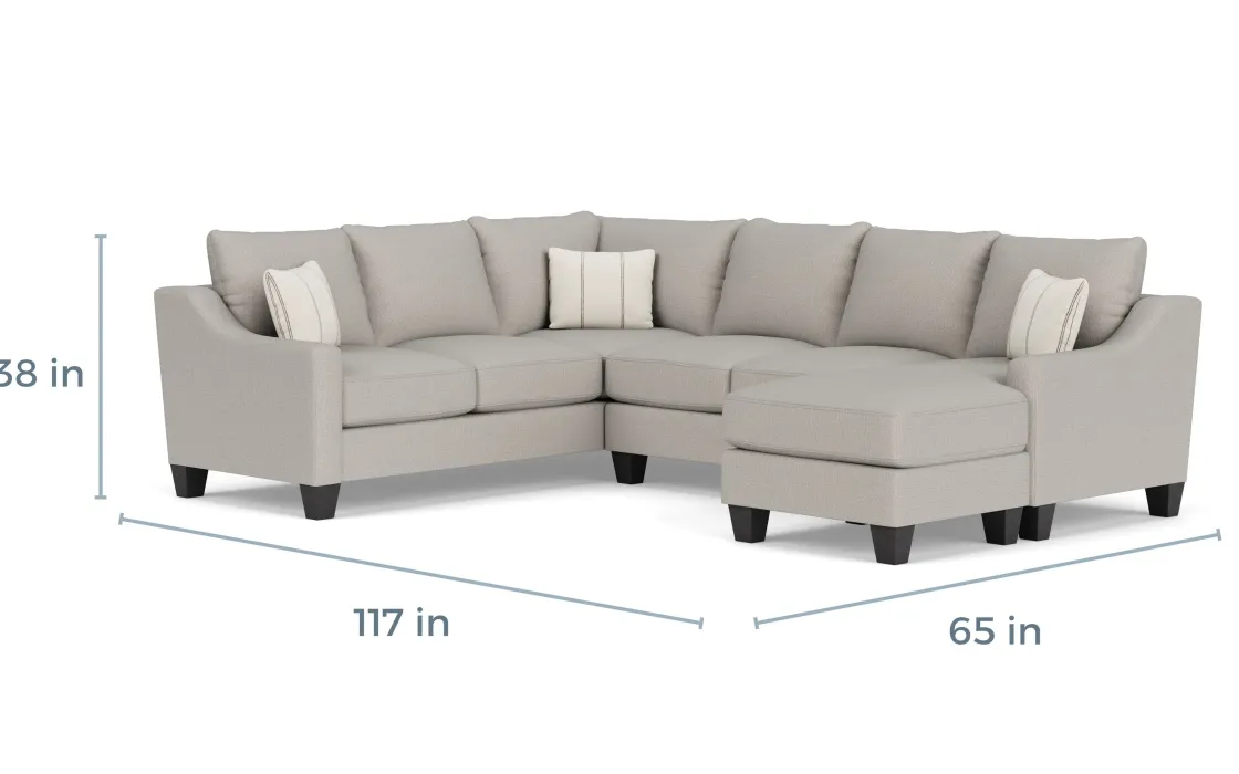 Mor Furniture Lucy Tux Sofa Chaise Sectional In Splash Linen, Right Facing
