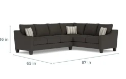 Mor Furniture Lucy Tux Sofa Sectional In Splash Charcoal, Right Facing