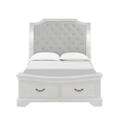 Mor Furniture Lyndhurst Sleigh Bed W/ Storage, Dresser, Mirror & Nightstand In Vintage White, Queen