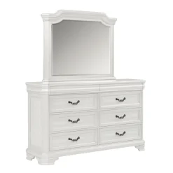 Mor Furniture Lyndhurst Sleigh Bed W/ Storage, Dresser, Mirror & Nightstand In Vintage White, Queen