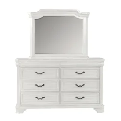 Mor Furniture Lyndhurst Sleigh Bed W/ Storage, Dresser, Mirror & Nightstand In Vintage White, Queen