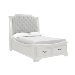Mor Furniture Lyndhurst Sleigh Bed W/ Storage, Dresser, Mirror & Nightstand In Vintage White, Queen