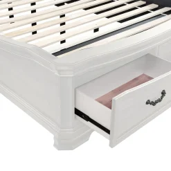 Mor Furniture Lyndhurst Sleigh Bed W/ Storage In Vintage White, Queen