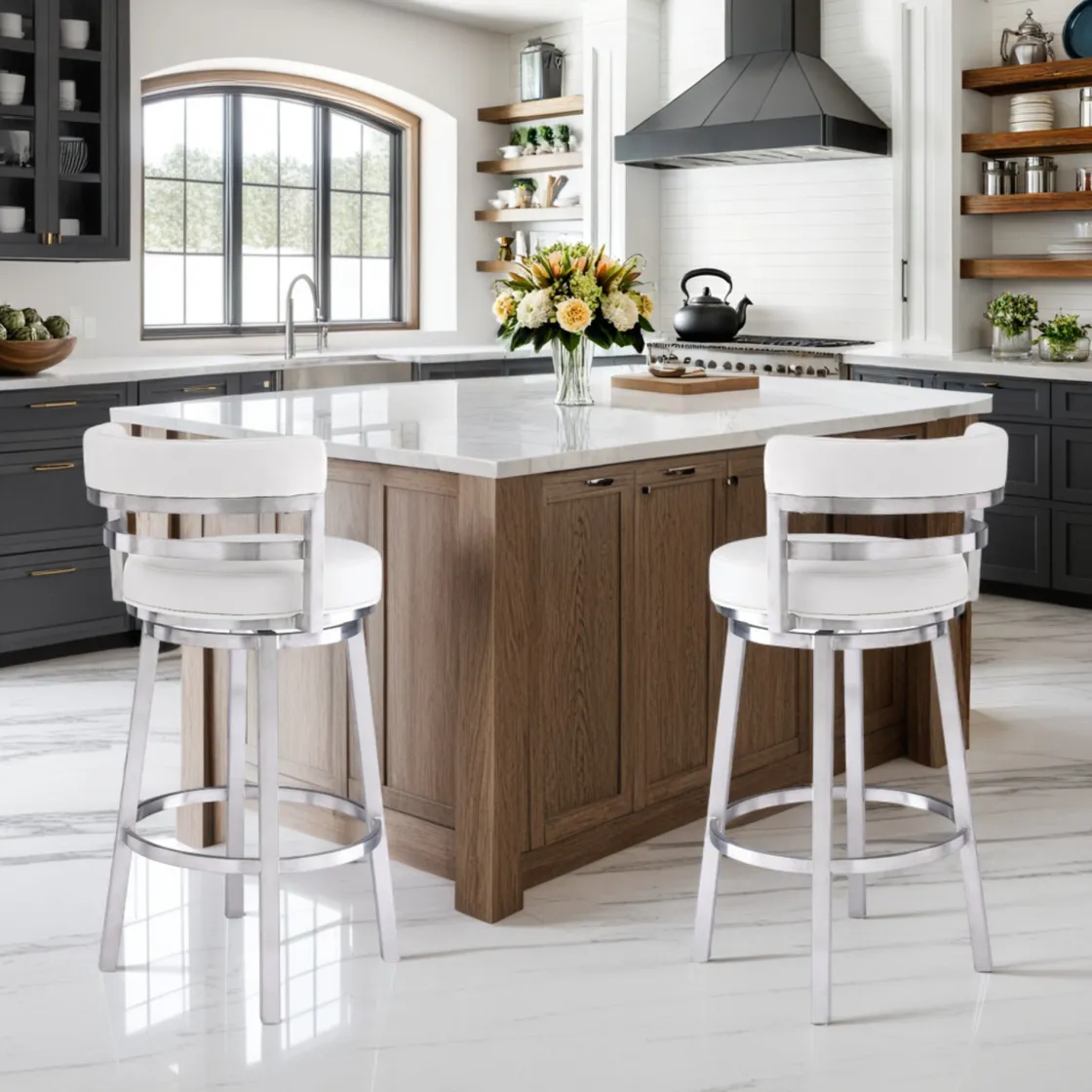 Mor Furniture Madrid Counter Height Stool In Auburn & Brown, Swivel