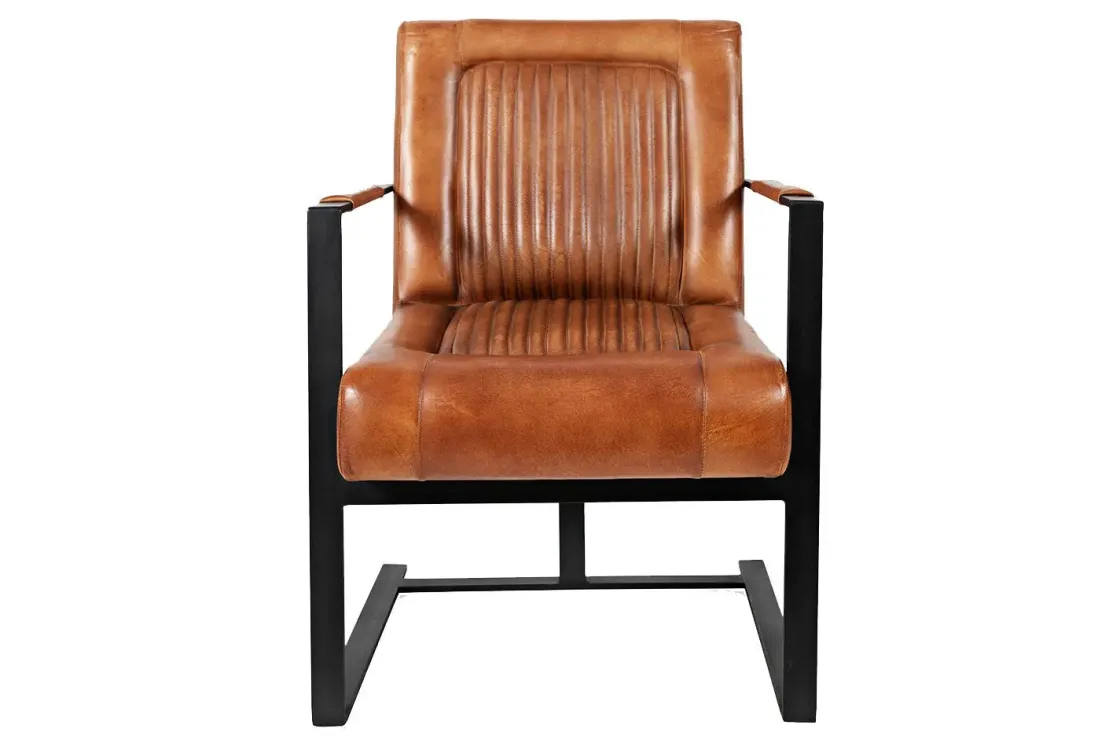 Mor Furniture Maguire Accent Saddle Chair In Brown Leather