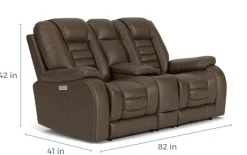 Mor Furniture Malibu 3 Power Console Loveseat W/ Wireless Charger In Leather