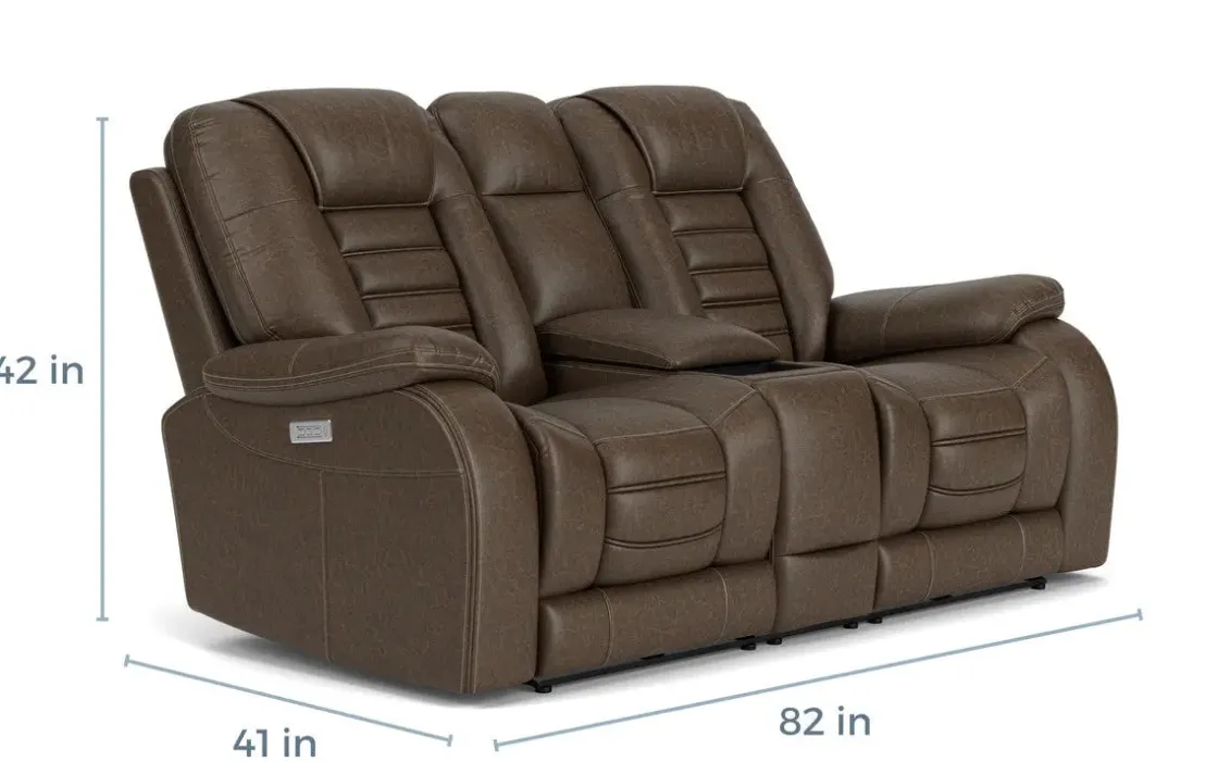 Mor Furniture Malibu 3 Power Console Loveseat W/ Wireless Charger In Leather