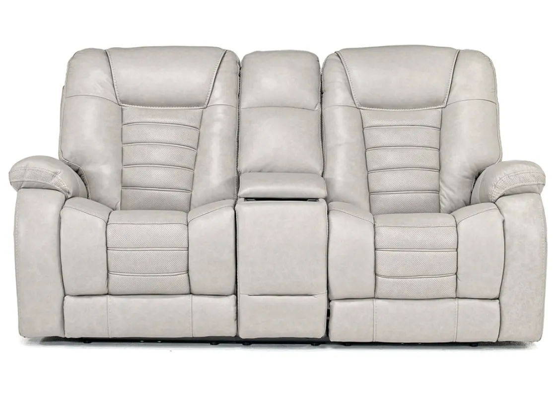 Mor Furniture Malibu 3 Power Console Loveseat W/ Wireless Charger In Leather