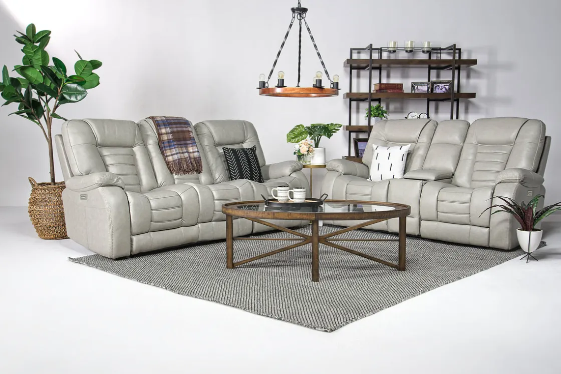 Mor Furniture Malibu 3 Power Console Loveseat W/ Wireless Charger In Leather