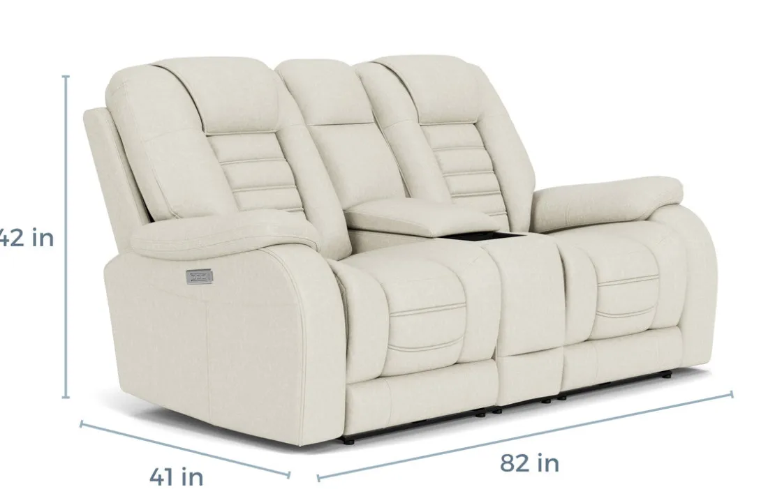 Mor Furniture Malibu 3 Power Console Loveseat W/ Wireless Charger In Leather
