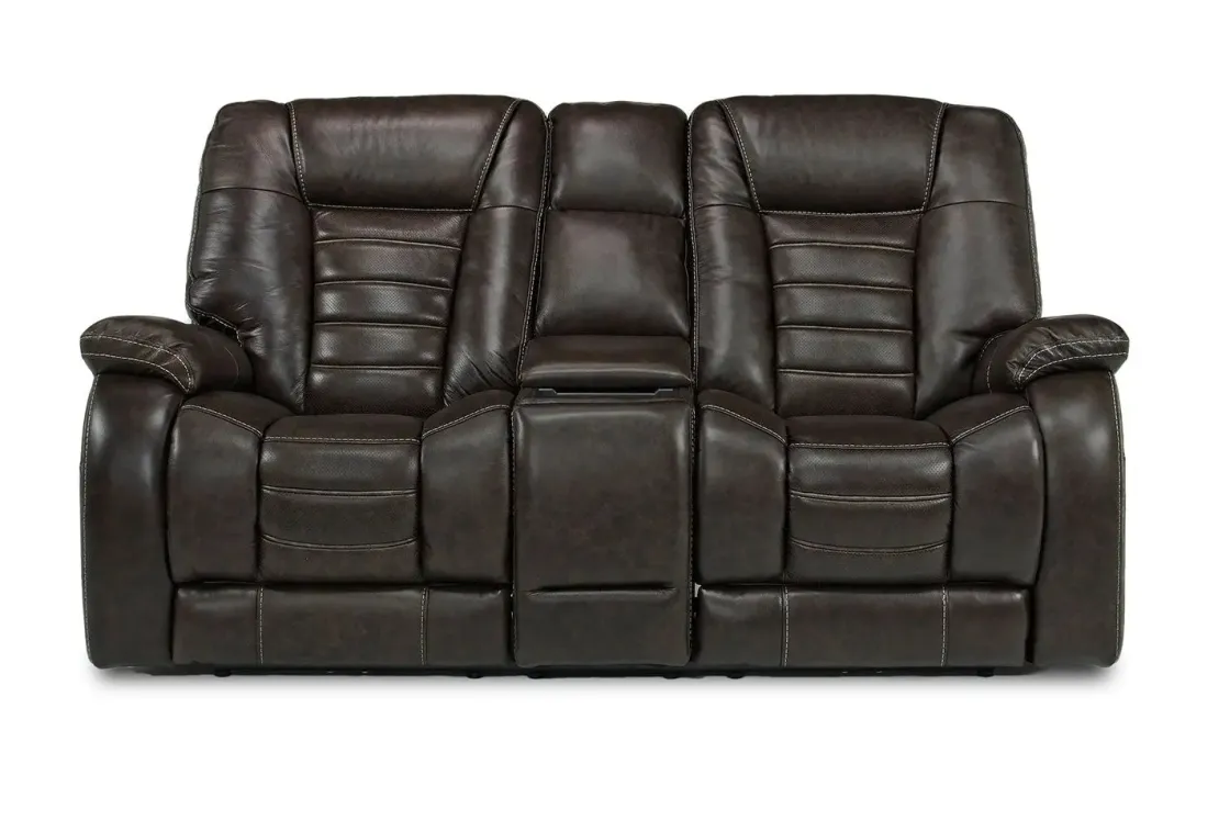 Mor Furniture Malibu 3 Power Console Loveseat W/ Wireless Charger In Leather
