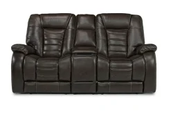 Mor Furniture Malibu 3 Power Console Loveseat W/ Wireless Charger In Leather