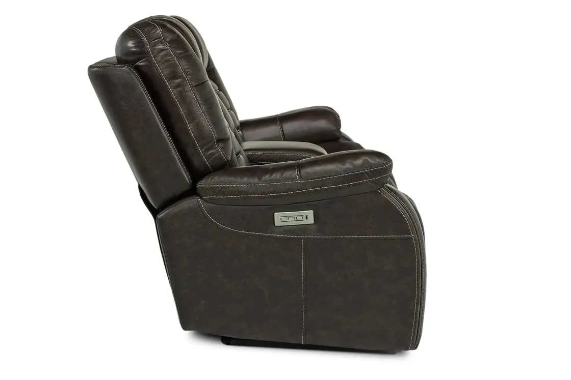 Mor Furniture Malibu 3 Power Console Loveseat W/ Wireless Charger In Leather