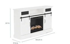 Mor Furniture Manning Bluetooth Console W/ Fireplace Insert In White, 68 Inch