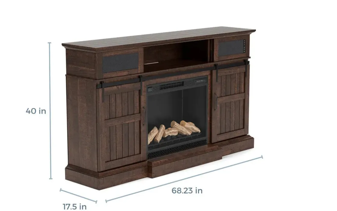 Mor Furniture Manning Bluetooth Console W/ Fireplace Insert In White, 68 Inch