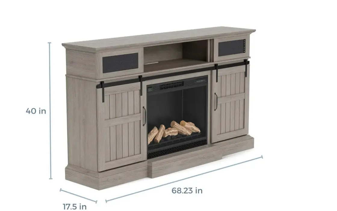 Mor Furniture Manning Bluetooth Console W/ Fireplace Insert In White, 68 Inch