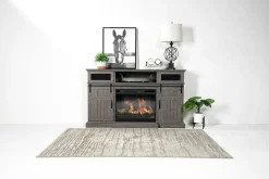 Mor Furniture Manning Bluetooth Console W/ Fireplace Insert In White, 68 Inch