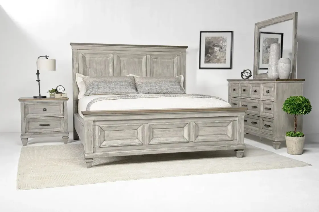 Mor Furniture Mariana Bed, Dresser, Mirror & Nightstand In Vintage Creme, Queen