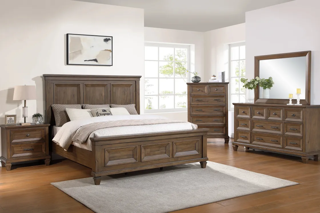 Mor Furniture Mariana Bed, Dresser, Mirror & Nightstand In Vintage Creme, Queen