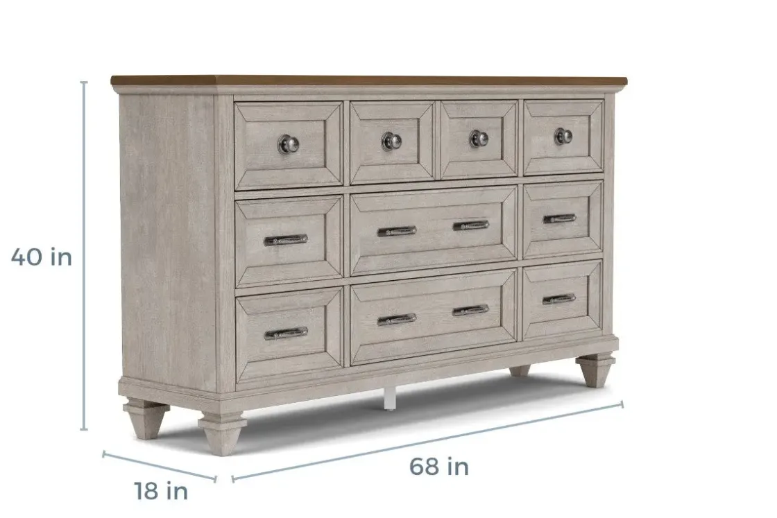 Mor Furniture Mariana Bed, Dresser, Mirror & Nightstand In Vintage Creme, Queen