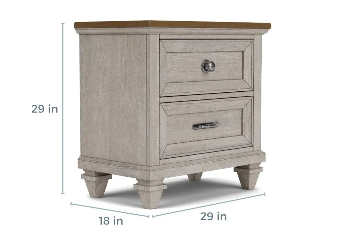Mor Furniture Mariana Bed, Dresser, Mirror & Nightstand In Vintage Creme, Queen