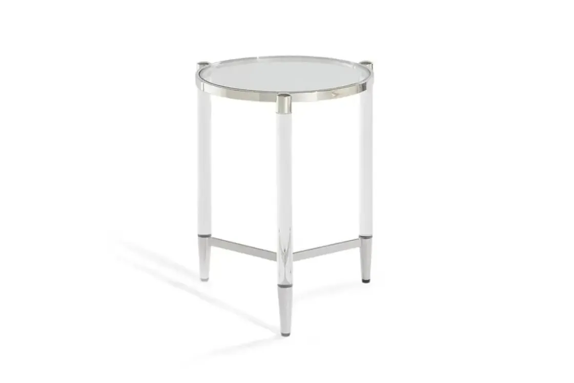 Mor Furniture Marilyn End Table In Glass/Acrylic/Polished Stainless Steel
