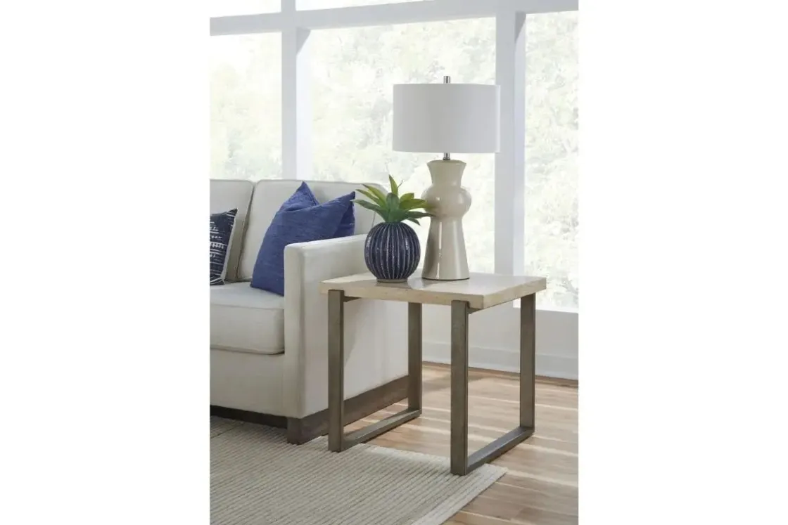 Mor Furniture Mario End Table In Travertine