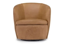 Mor Furniture Market Swivel Club Chair In Noce Taupe Leather