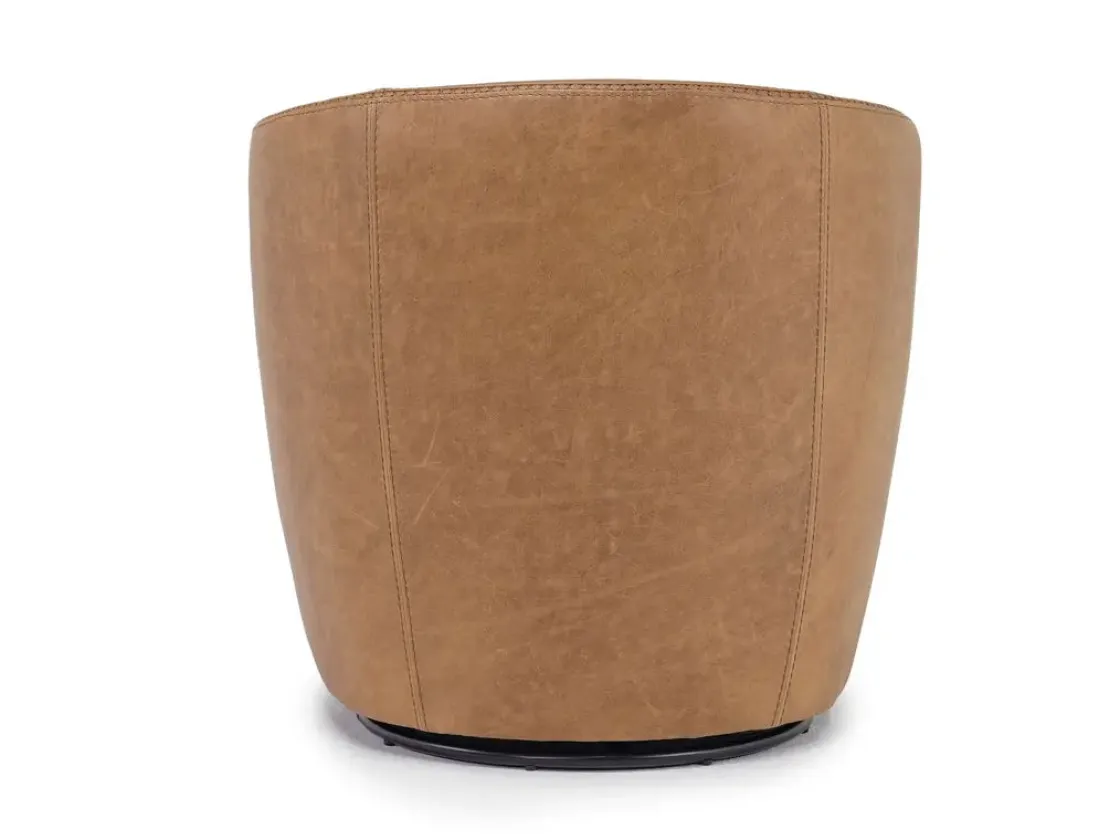Mor Furniture Market Swivel Club Chair In Noce Taupe Leather