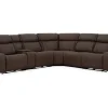 Mor Furniture Max 6 Piece 2 Power Sectional In Aline Timber Leather