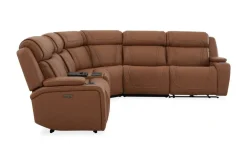 Mor Furniture Max 6 Piece 2 Power Sectional In Aline Timber Leather