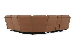 Mor Furniture Max 6 Piece 2 Power Sectional In Aline Timber Leather