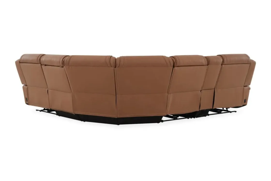 Mor Furniture Max 6 Piece 2 Power Sectional In Aline Timber Leather