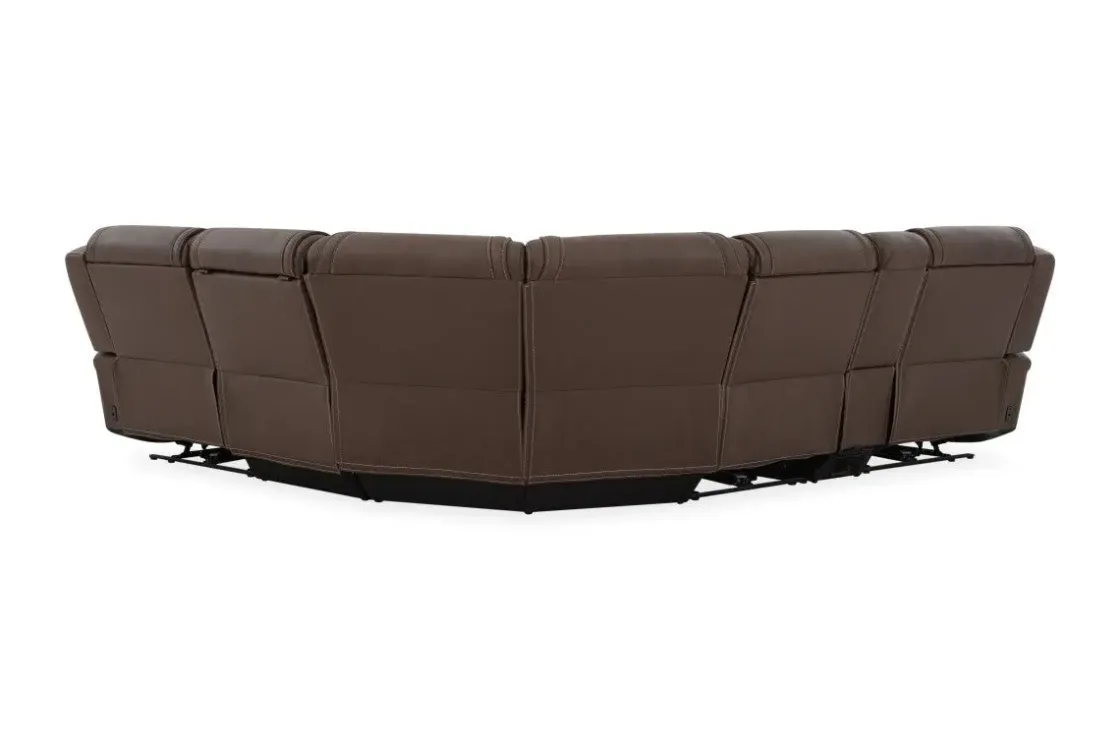 Mor Furniture Max 6 Piece 2 Power Sectional In Aline Timber Leather
