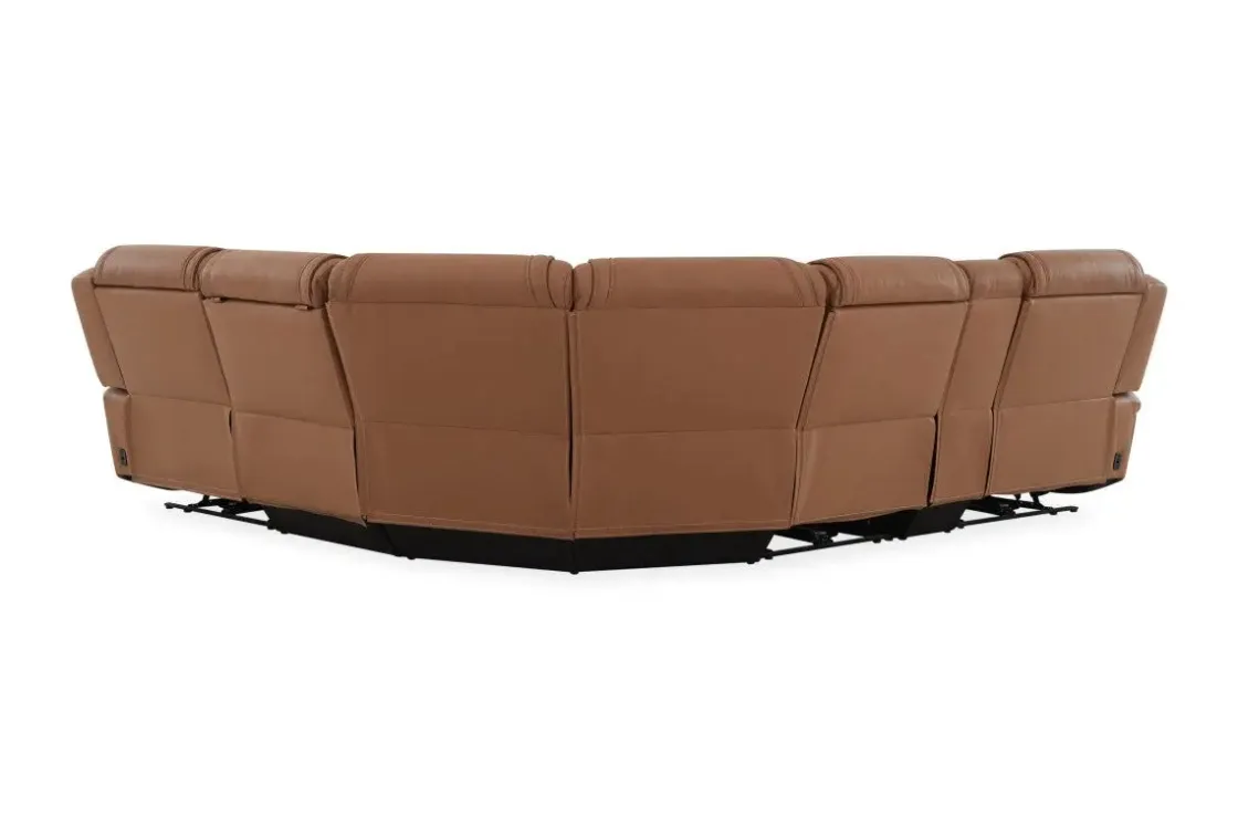 Mor Furniture Max 6 Piece 2 Power Sectional In Aline Timber Leather
