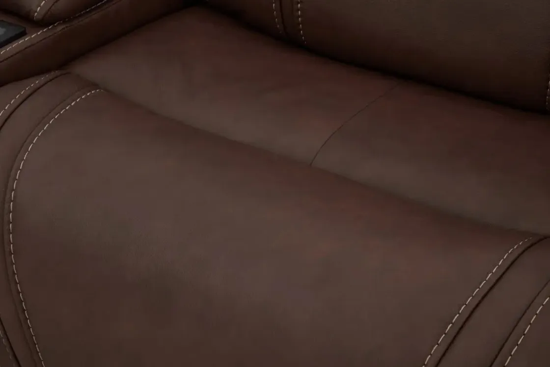 Mor Furniture Max 6 Piece 2 Power Sectional In Aline Timber Leather