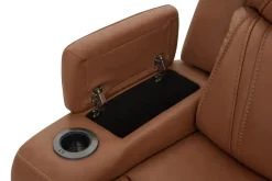 Mor Furniture Max 6 Piece 2 Power Sectional In Aline Timber Leather